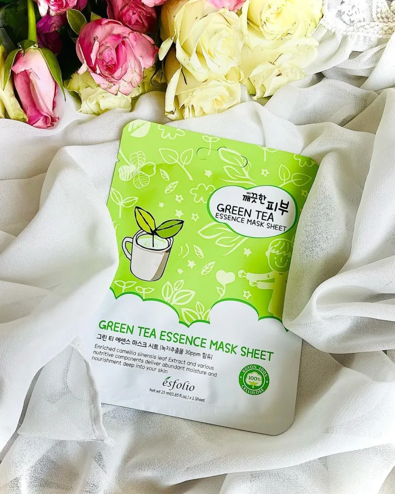 Маска тканевая для лица Esfolio Pure Skin Green Tea Essence Mask Sheet с зеленым чаем